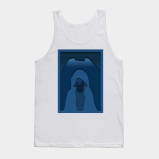 Anime paper cut design with a mountain behind it at night Tank Top